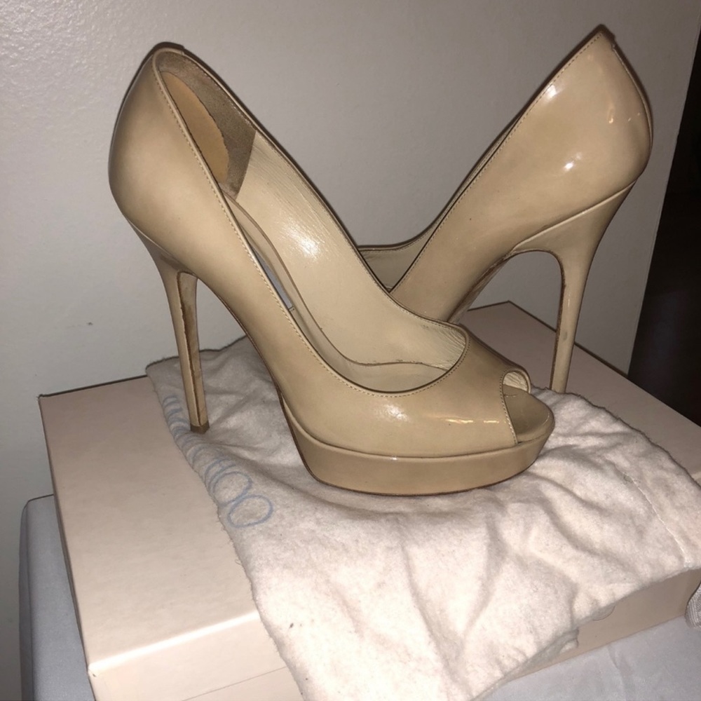 Jimmy Choo Patent Leather Nude Heels
